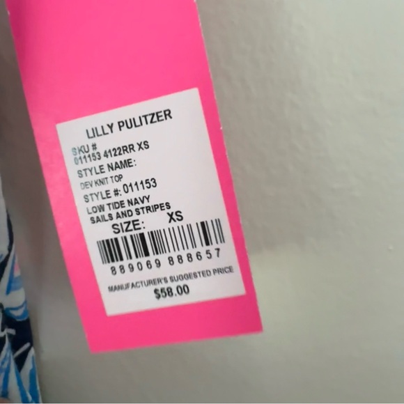 NWT Lilly Pulitzer Dev Knit Top Low Tide Navy Sails & Stripes XS - Picture 2 of 4